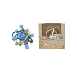 Silicone Sensory Space Rattle Teether Blue