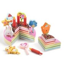 Djeco 16pc Happy Birthday Cake & Candle Set