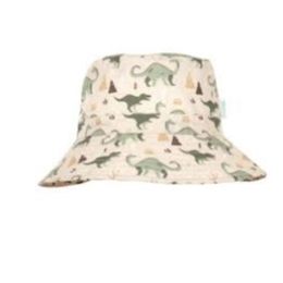 Acorn Dino Delight Wide Brim Bucket Hat Natural/Green Small 50cm 9-18mt