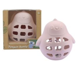 Silicone Penguin Rattle Pink