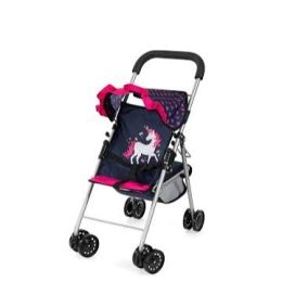 Bayer Stroller Doll Buggy Dark Blue Pink Heats/Unicorn