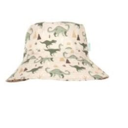 Acorn Dino Delight Wide Brim Bucket Hat Natural/Green Medium 52cm 18m-3yr