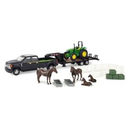 1:32 John Deere 5075E Tractor Hauling Set With Ford Pickup