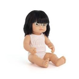 Miniland 38cm Asian Girl Dressed with Glasses